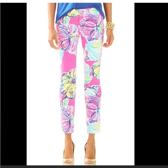 Lilly Pulitzer Kelly skinny ankle pants in pink swept by the tide - Picture 1 of 13